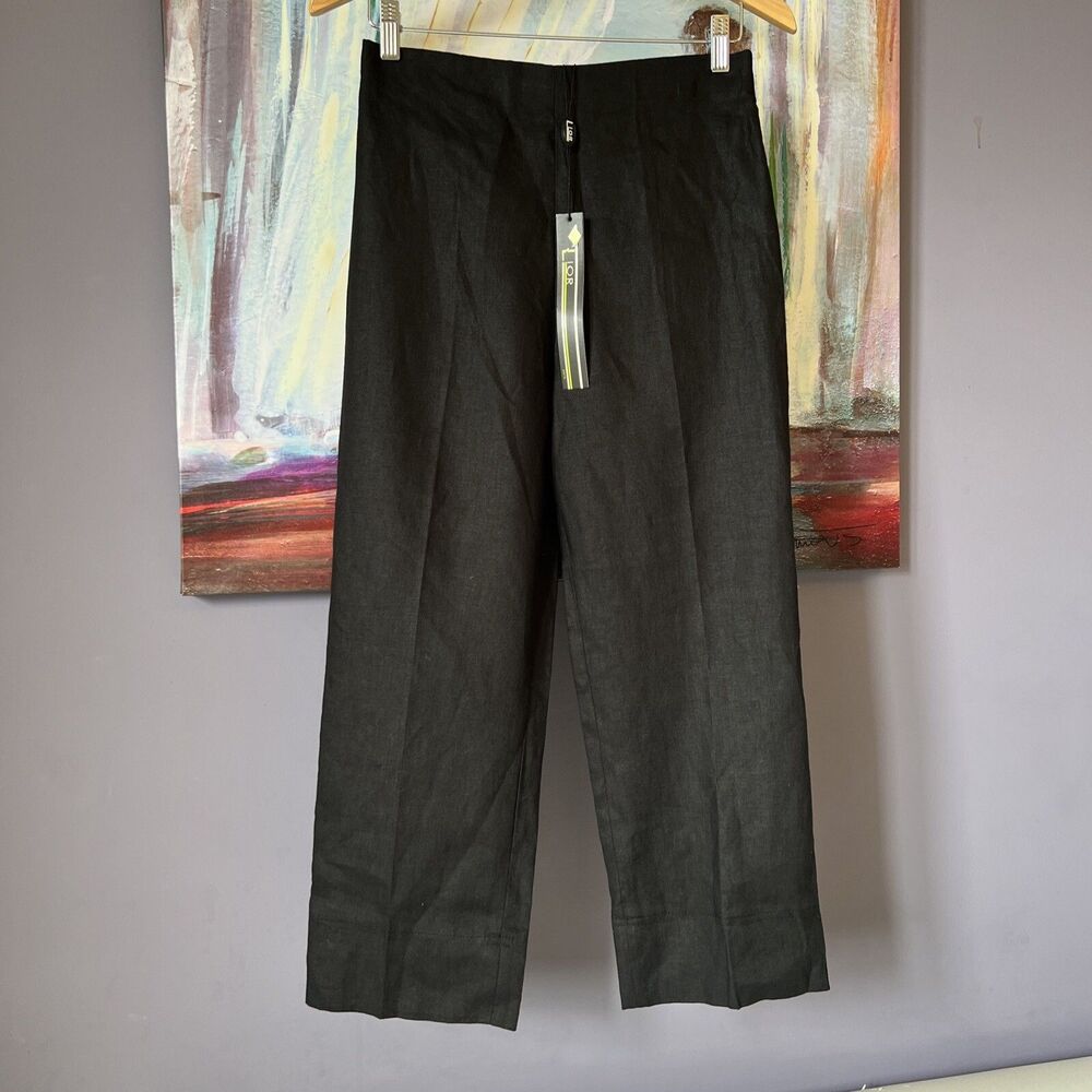 Lior Paris Size 2  Women's 100% Linen Casual Cropped Pants Black NWT